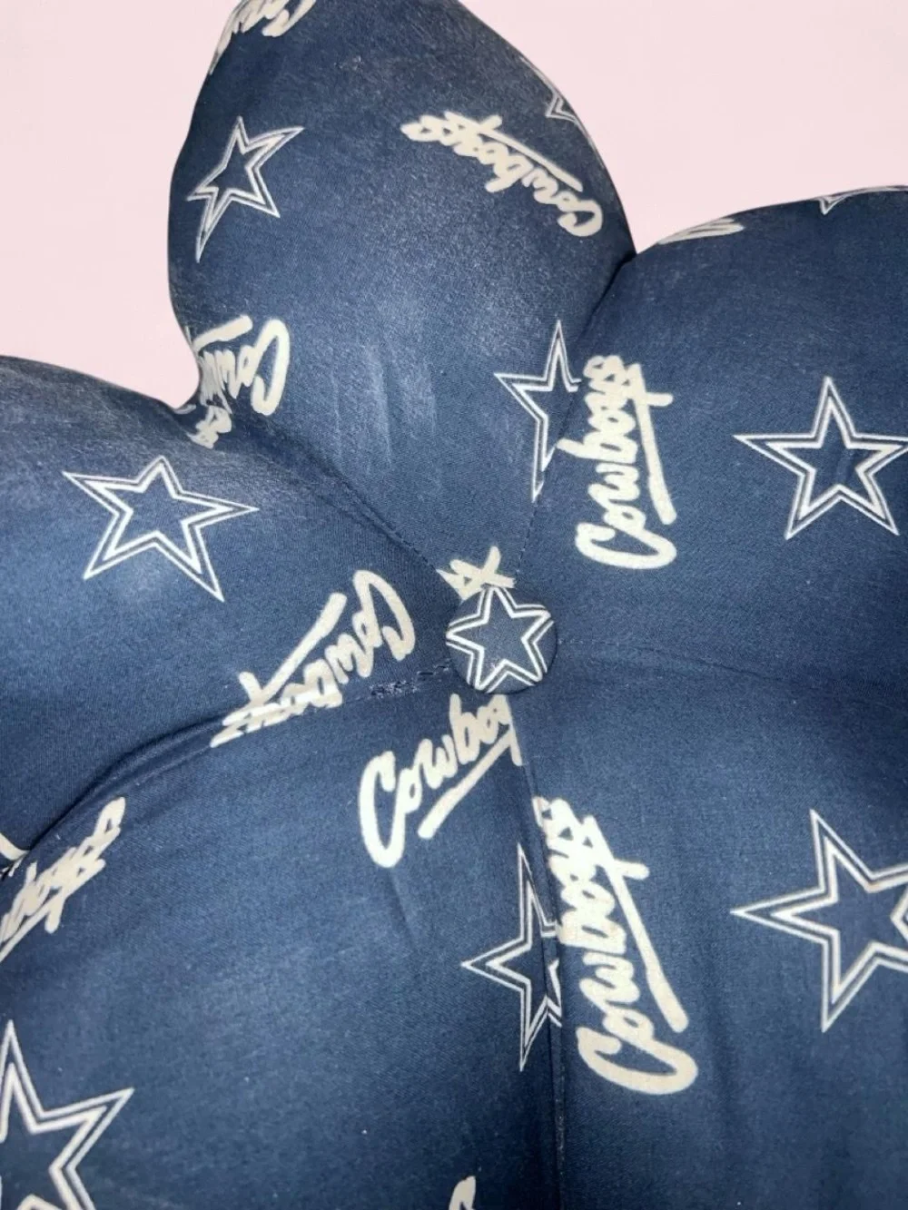 Star-Shaped Navy Pillow with Script Logo